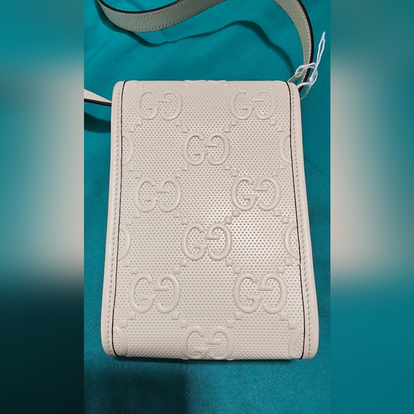 GUCCI Like new Flap Crossbody Bag GG Embossed Perforated Leather Mini - Picture 11 of 16